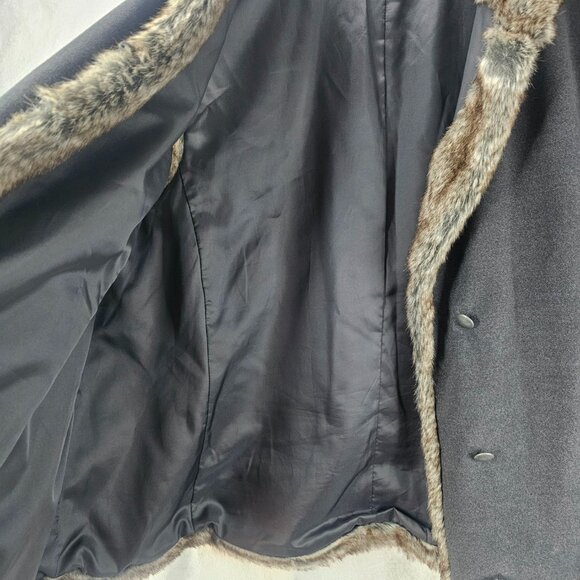 J. Jill Women Charcoal Gray Vest Faux Fur Trim Western Viking Cabin Size 3X Boho - Picture 4 of 10